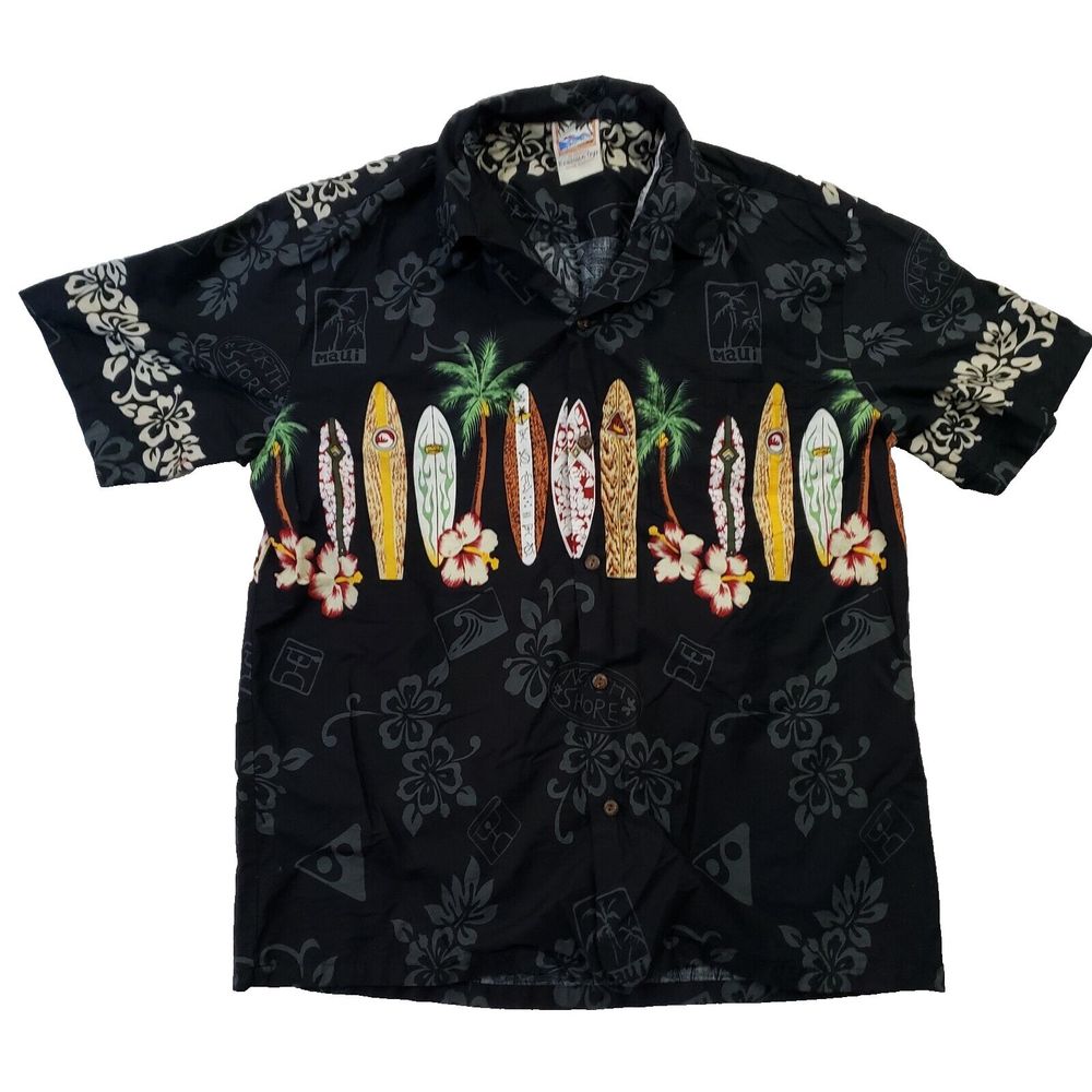Vintage Hawaiian Togs Shirt Made In Hawaii Floral 22" Pit To Pit 100% Cotton Lrg